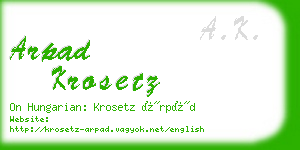 arpad krosetz business card